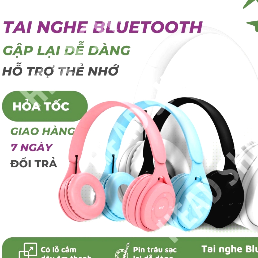 Tai Nghe Bluetooth 5.0 Chụp Tai có micro Headphone không dây thời trang màu sắc Y08 Head shop
